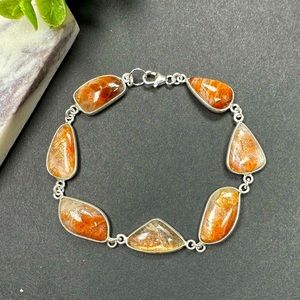 Sunstone Bracelet Sterling silver bezel set